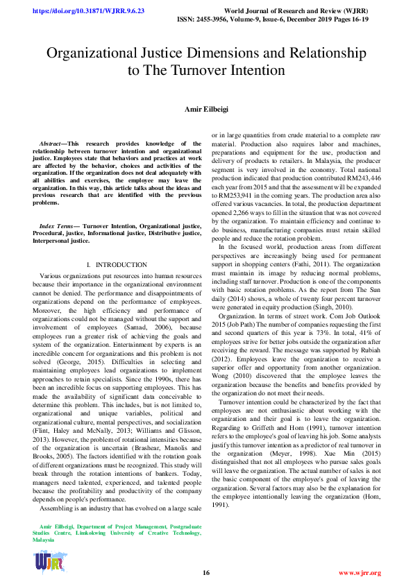 (PDF) Organizational Justice Dimensions and Relationship to The ...