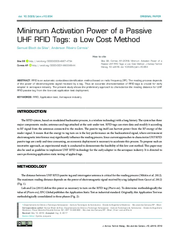 (PDF) Minimum Activation Power of a Passive UHF RFID Tags: a Low Cost ...