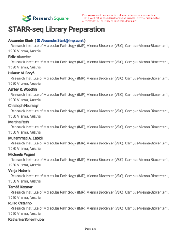 (PDF) STARR-seq Library Preparation