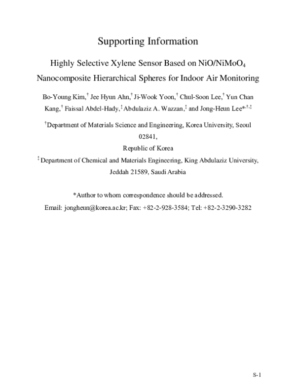(PDF) Highly Selective Xylene Sensor Based on NiO/NiMoO4 Nanocomposite ...