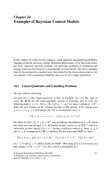 (PDF) Examples of Bayesian Control Models
