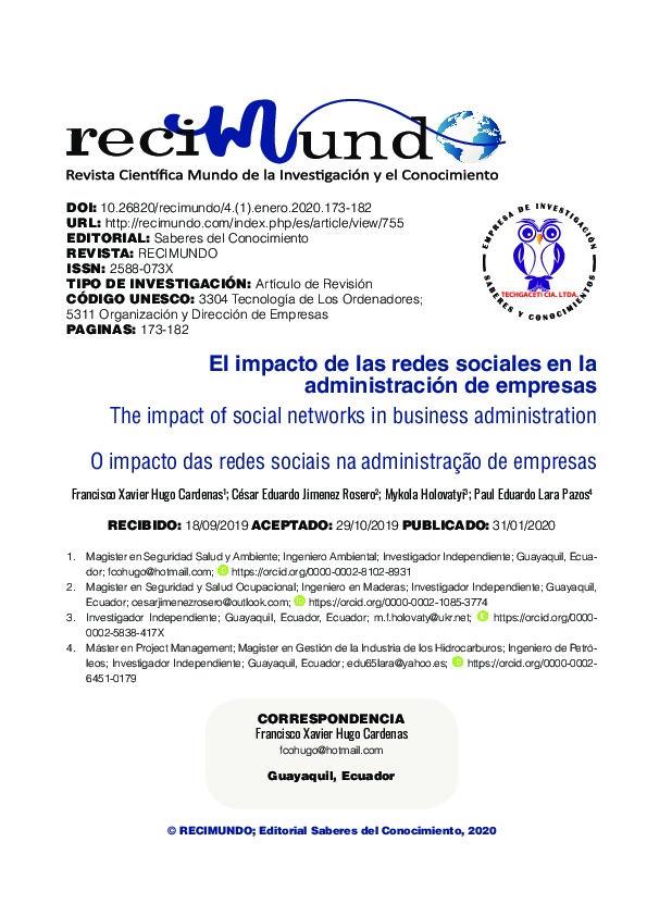 (PDF) El impacto de las redes sociales en la administración de las empresas