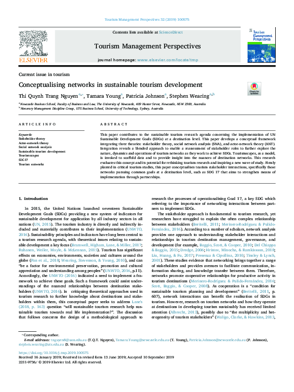 (PDF) Conceptualising networks in sustainable tourism development