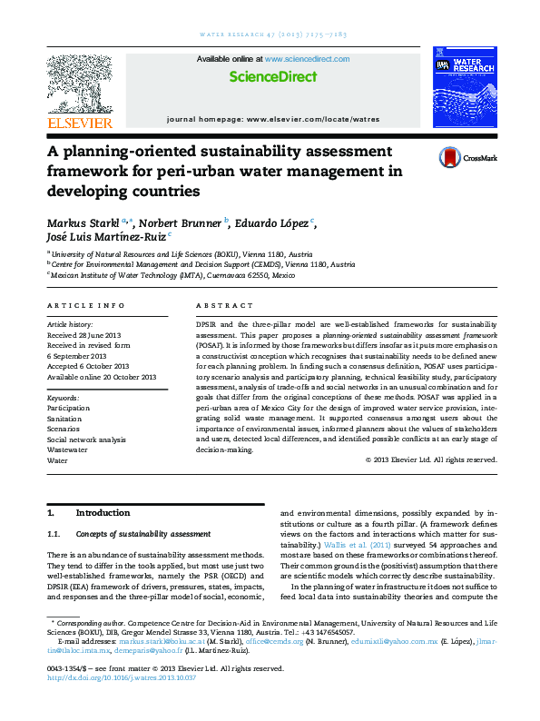 (PDF) A planning-oriented sustainability assessment framework for peri ...