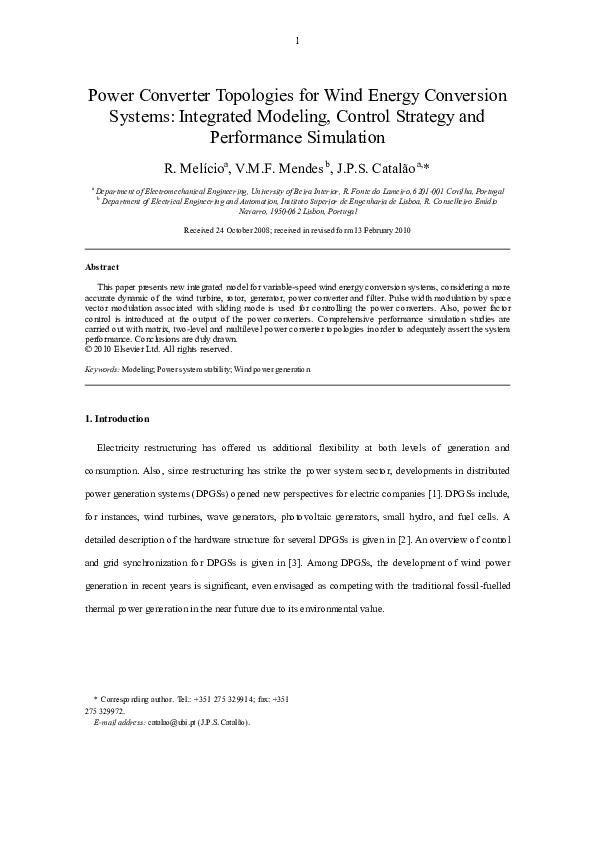 (PDF) Power converter topologies for wind energy conversion systems ...