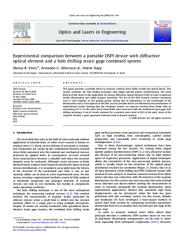 (PDF) Experimental comparison between a portable DSPI device with ...