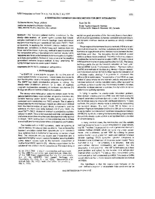 (PDF) A generalized harmonic balance method for EMTP initialization