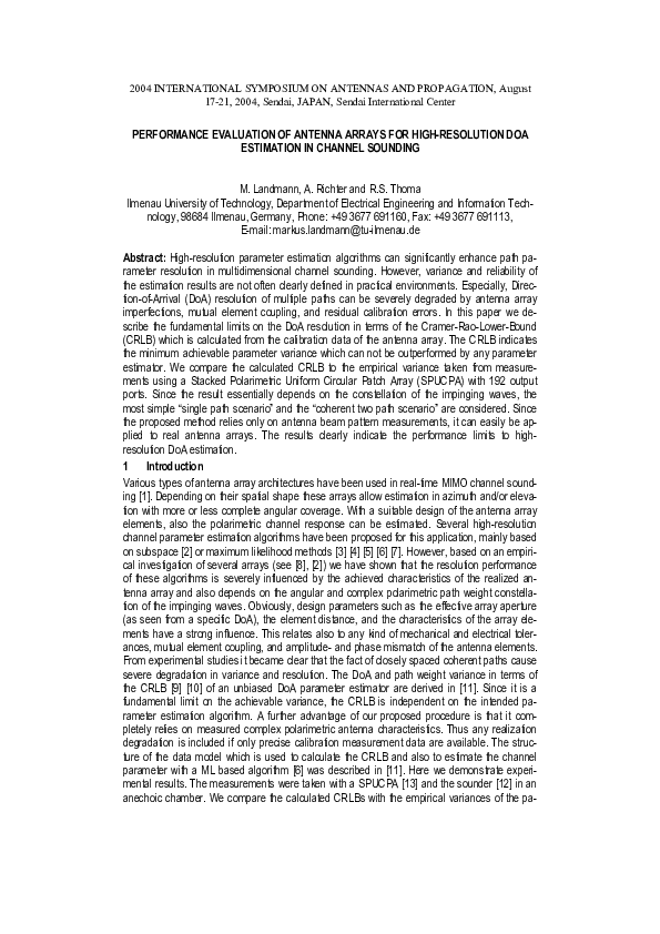 (PDF) Performance evaluation of antenna arrays for high-resolution DOA ...