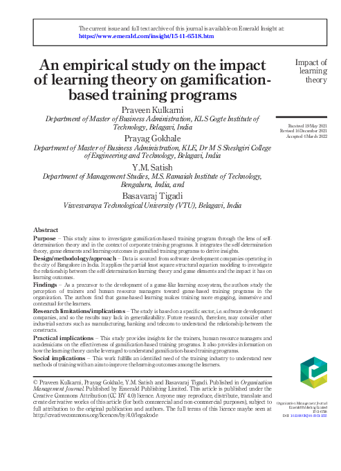 (PDF) An empirical study on the impact of learning theory on ...