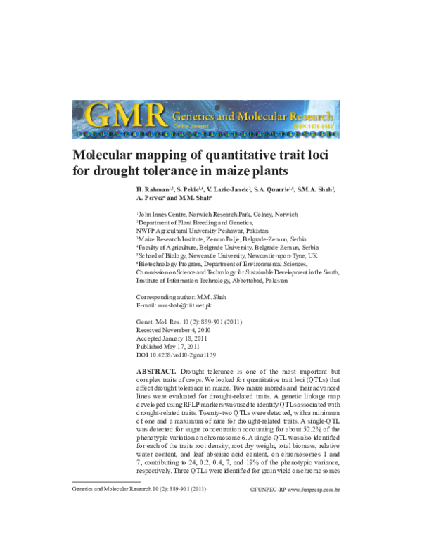 (PDF) Molecular mapping of quantitative trait loci for flag leaf length ...