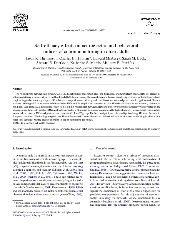 (PDF) Self-efficacy effects on neuroelectric and behavioral indices of ...