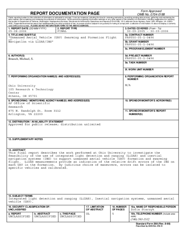 (PDF) Unmanned Aerial Vehicle (UAV) Swarming and Formation Flight ...