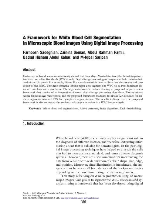 (PDF) A Framework for White Blood Cell Segmentation in Microscopic ...