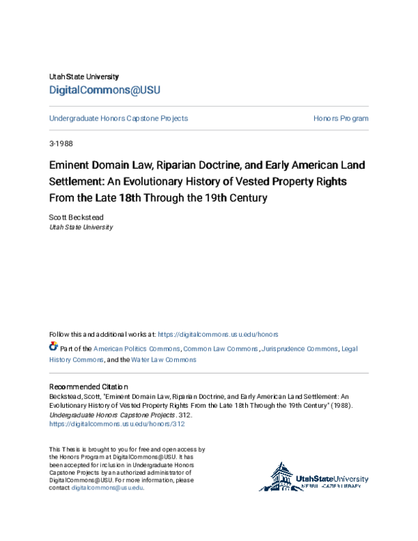 (PDF) Eminent Domain Law, Riparian Doctrine, and Early American Land ...