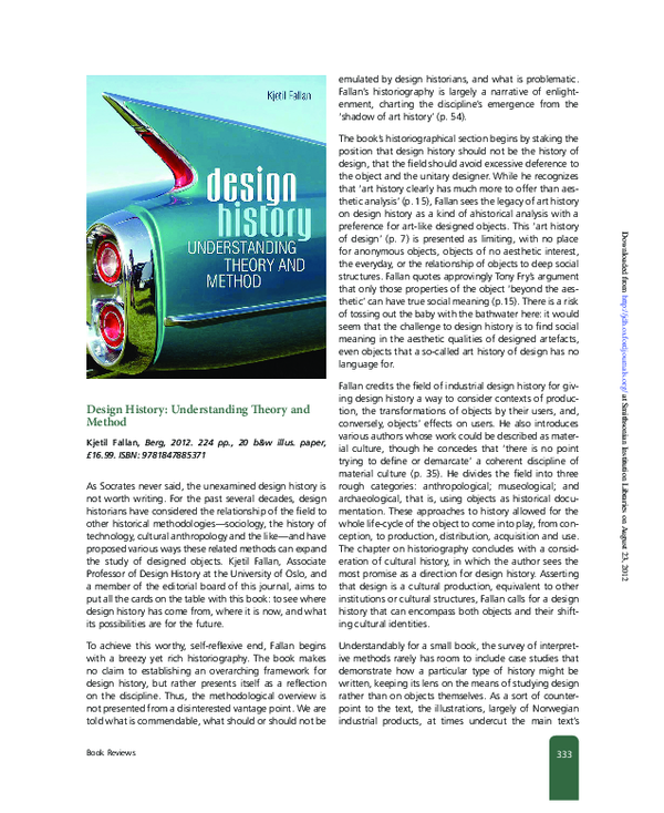 (PDF) Design History Understanding Theory and Method Ethan Robey