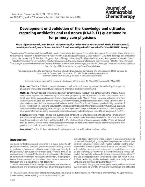 (PDF) Development and validation of the knowledge and attitudes ...