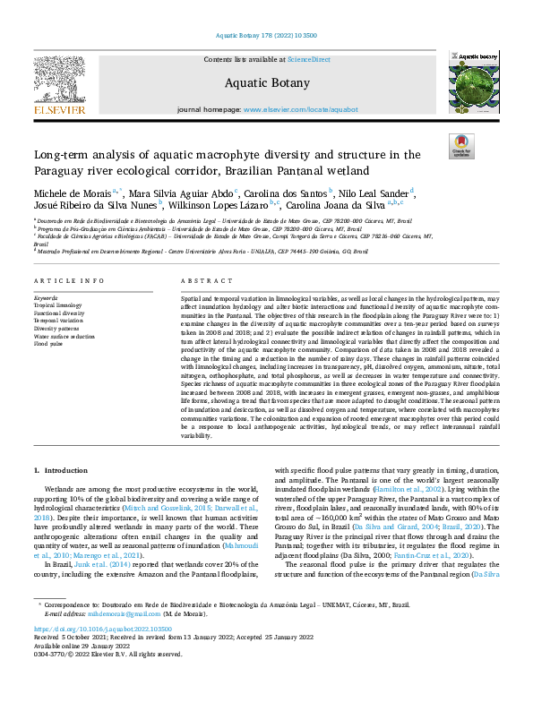 (PDF) Long-term analysis of aquatic macrophyte diversity and structure ...