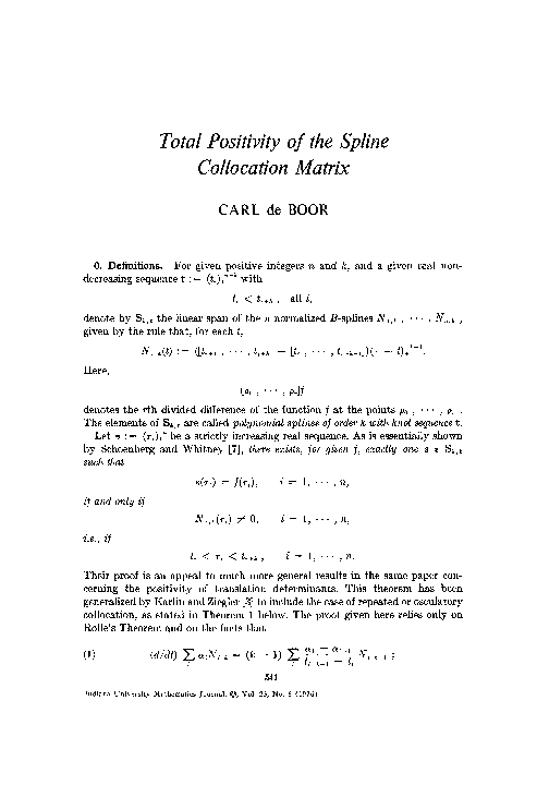 (PDF) Total Positive of the Spine Collocation Matrix