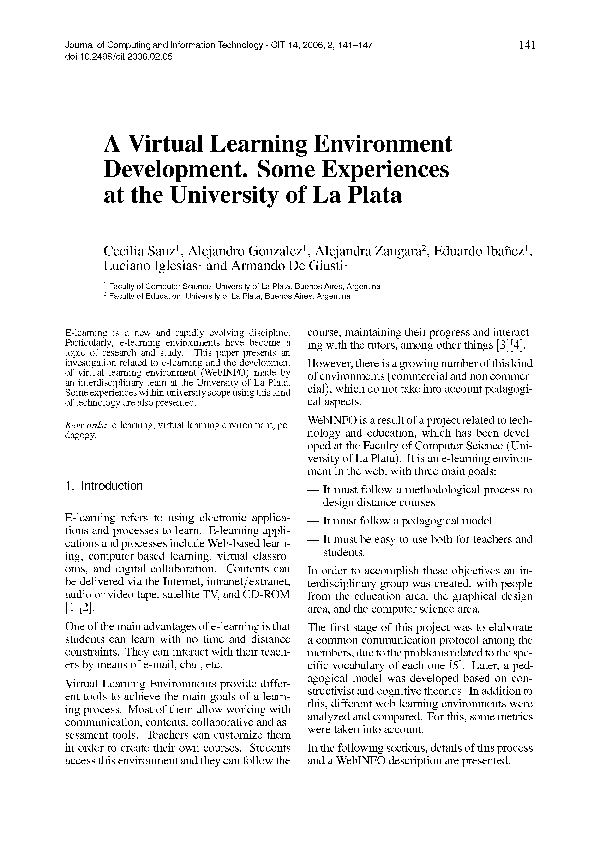 (PDF) A Virtual Learning Environment Development. Some Experiences at ...