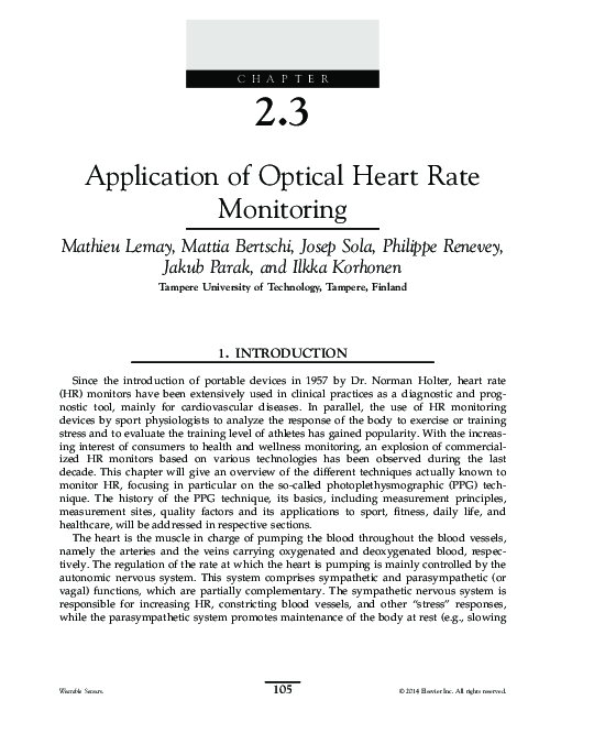 (PDF) Application of Optical Heart Rate Monitoring