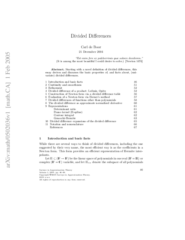 (PDF) Divided Differences