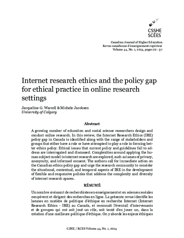 (PDF) Internet research ethics and the policy gap for ethical practice ...