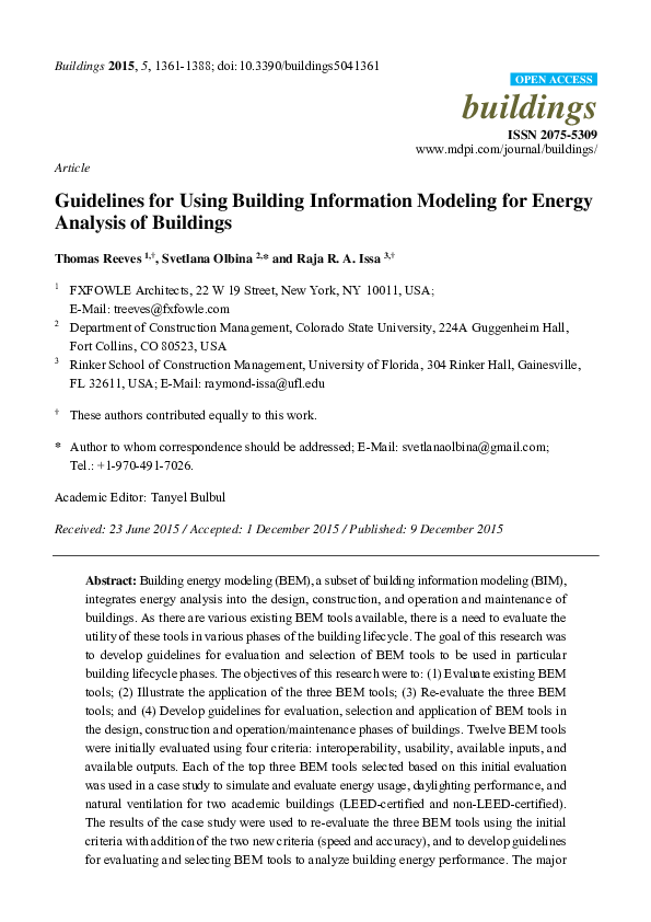 (PDF) Guidelines for Using Building Information Modeling (BIM) for ...