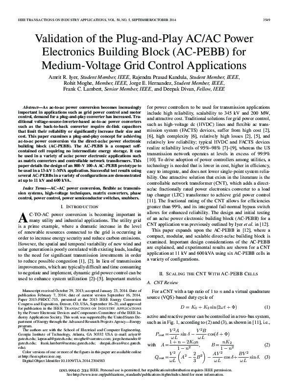 (PDF) Validation of the Plug-and-Play AC/AC Power Electronics Building ...