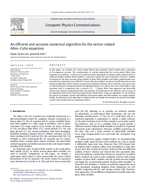 (PDF) An efficient and accurate numerical algorithm for the vector ...