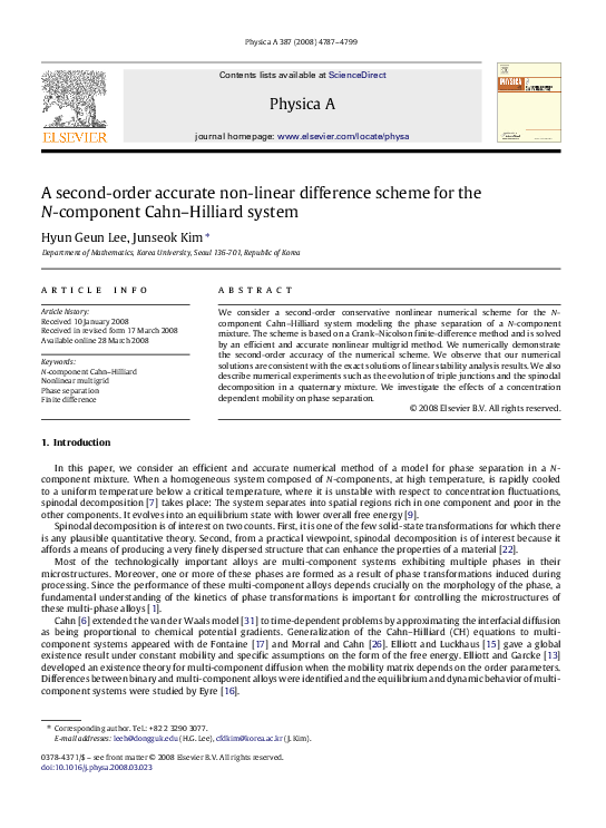 (PDF) A second-order accurate non-linear difference scheme for the N ...