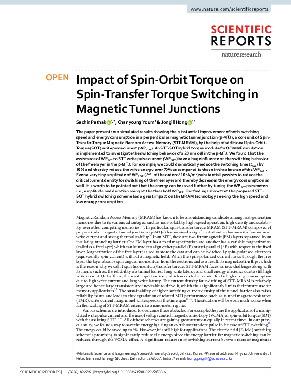 (PDF) Impact of Spin-Orbit Torque on Spin-Transfer Torque Switching in ...
