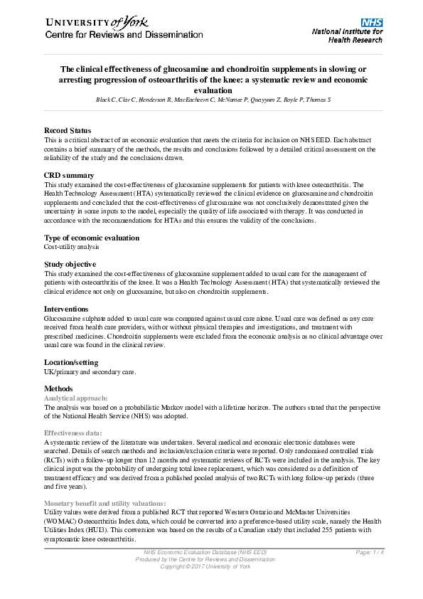(PDF) The clinical effectiveness of glucosamine and chondroitin