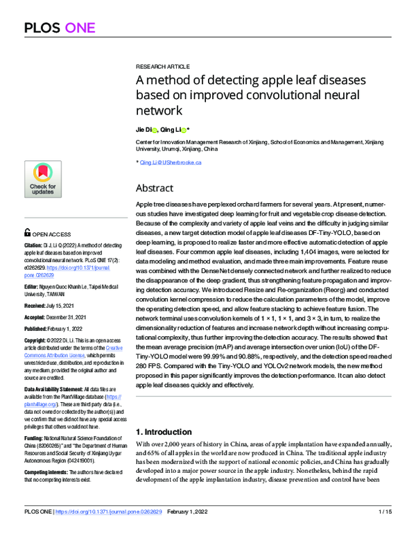 (PDF) A method of detecting apple leaf diseases based on improved ...