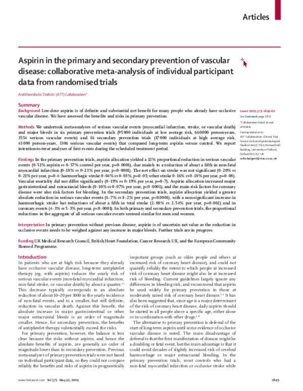 (PDF) Aspirin in the primary and secondary prevention of vascular ...