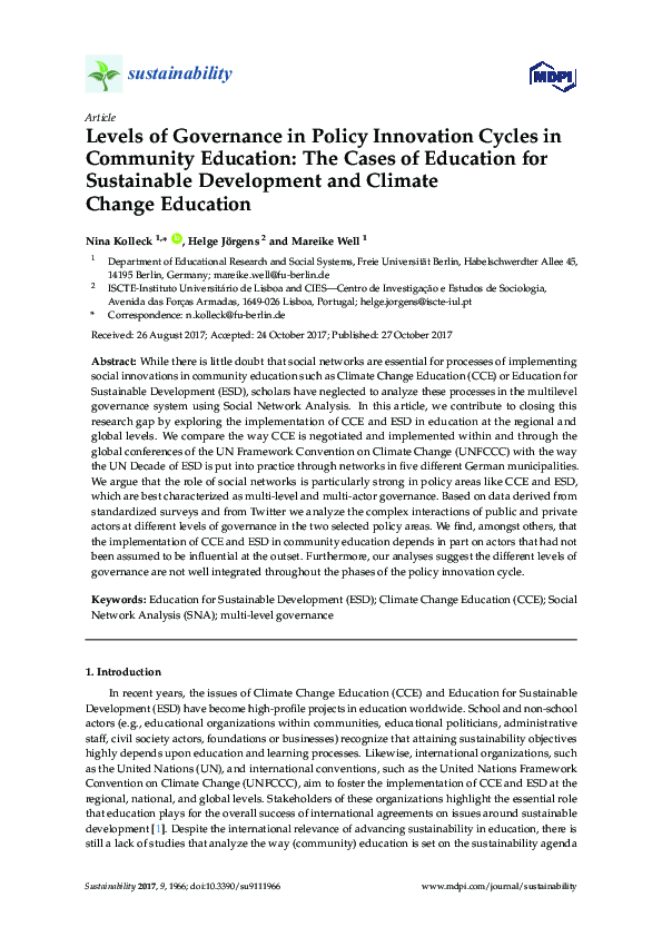 (PDF) The Cases of Education for Sustainable Development and Climate ...
