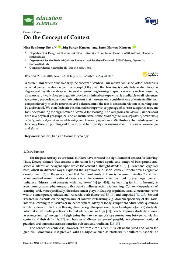 (PDF) On the Concept of Context