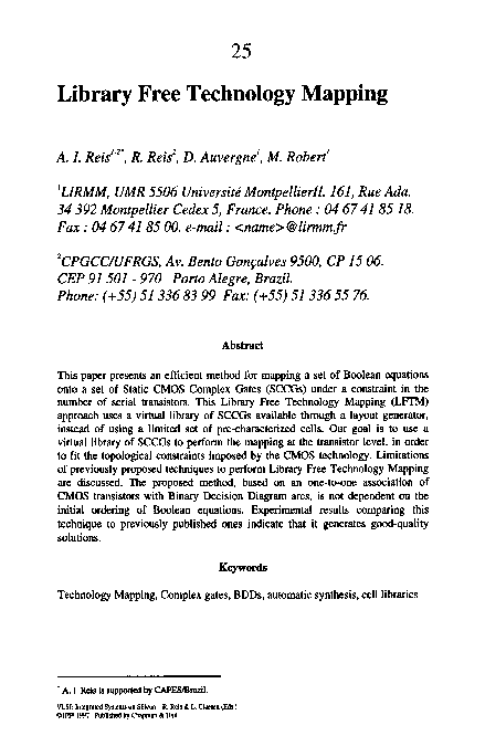 (PDF) Library Free Technology Mapping
