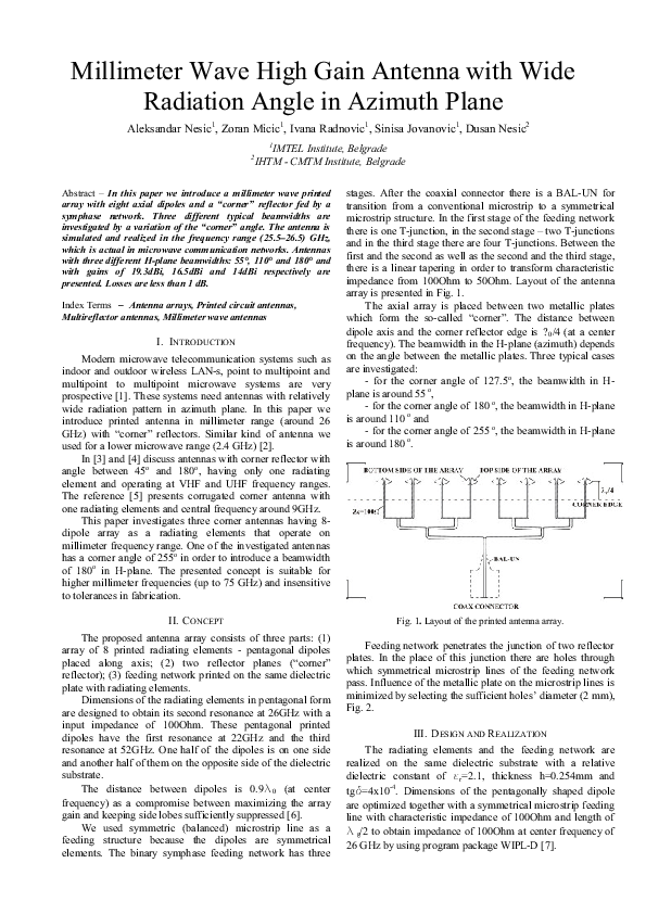 (PDF) Millimeter Wave High Gain Antenna with Wide Radiation Angle in ...