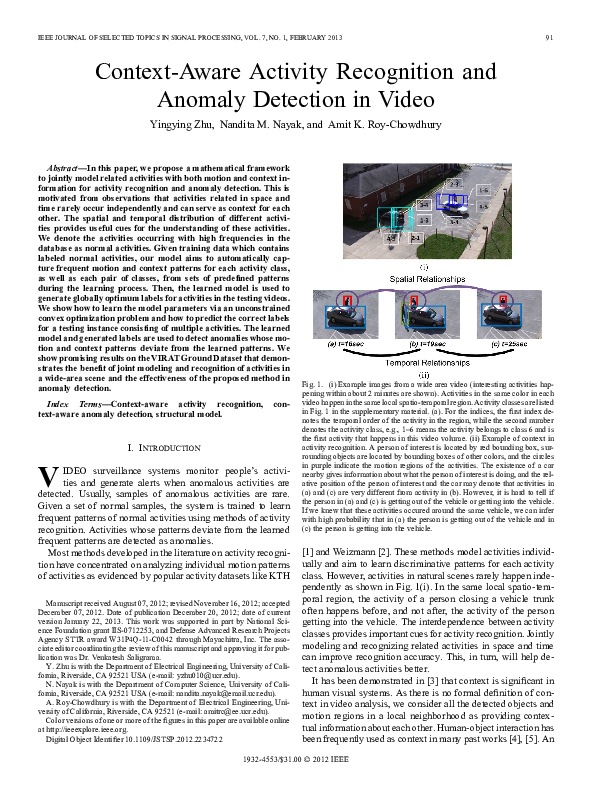 (PDF) Context-Aware Activity Recognition and Anomaly Detection in Video
