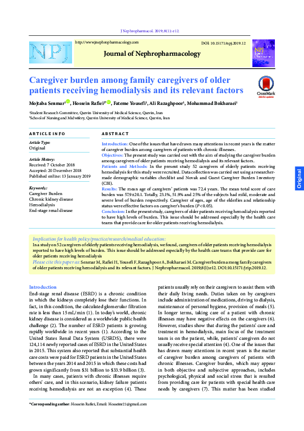 (PDF) Caregiver burden among family caregivers of older patients ...