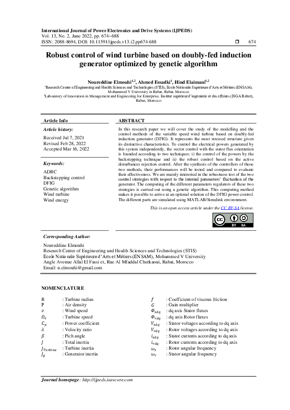 (PDF) Robust control of wind turbine based on doubly-fed induction ...