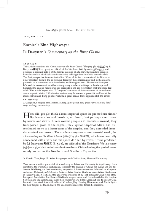 (PDF) Empire's Blue Highways Li Daoyuan's Commentary on the River Classic