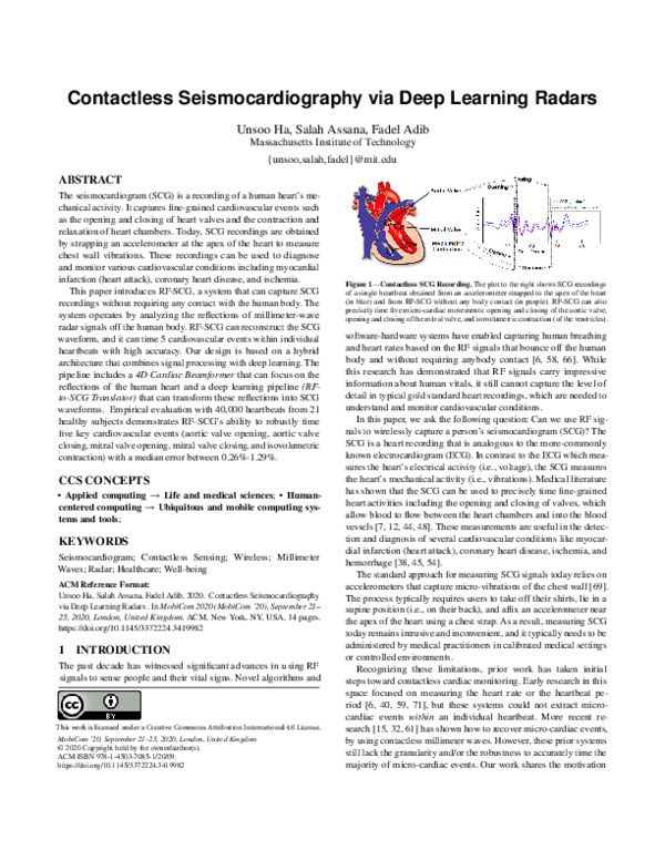 (PDF) Contactless seismocardiography via deep learning radars