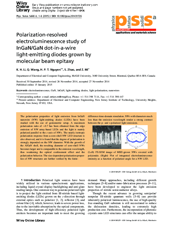 (PDF) Polarization-resolved electroluminescence study of InGaN/GaN dot ...