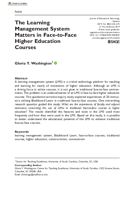 (PDF) The Learning Management System Matters in Face-to-Face Higher ...