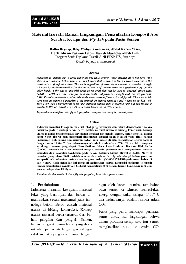 (PDF) Material Inovatif Ramah Lingkungan: Pemanfaatan Komposit Abu ...