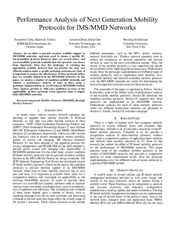 (PDF) Performance Analysis of Next Generation Mobility Protocols for ...