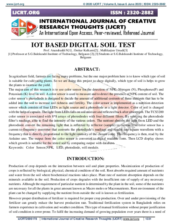 (PDF) Iot Based Digital Soil Test