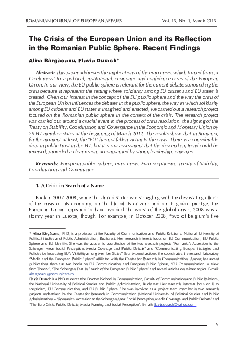 (PDF) The Crisis of the European Union and its Reflection in the ...