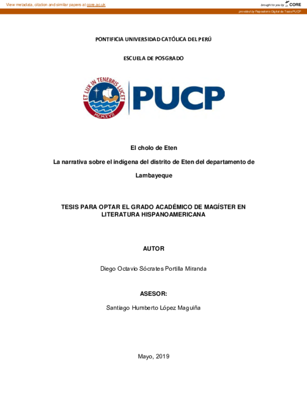 El cholo de Eten: la narrativa sobre el indígena del distrito de Eten del departamento de Lambayeque